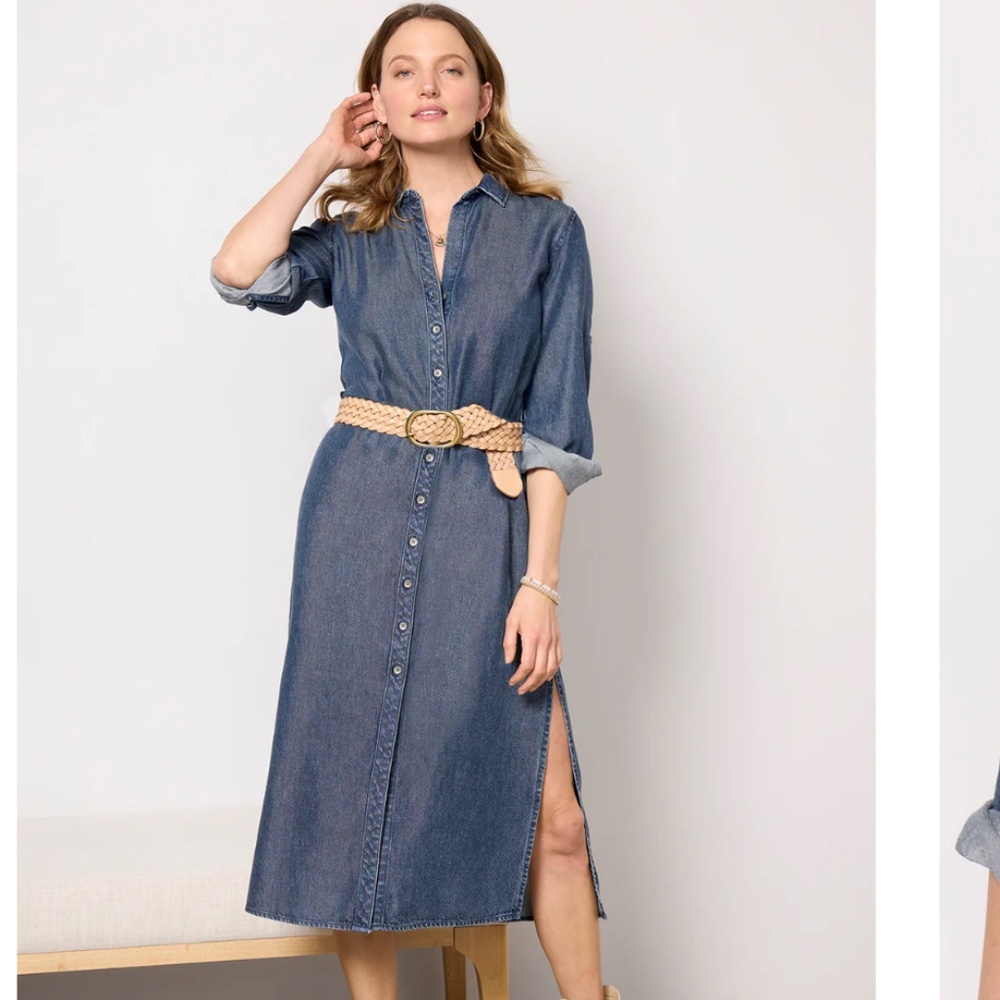 Evereve denim button down duster dress